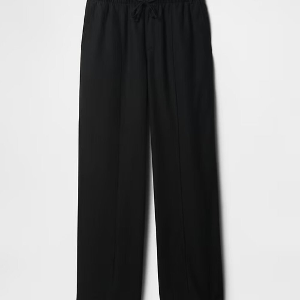 NWT GAP  Black Pull On Mid Rise Wide Leg Linen Pants Lightweight - Picture 7 of 14